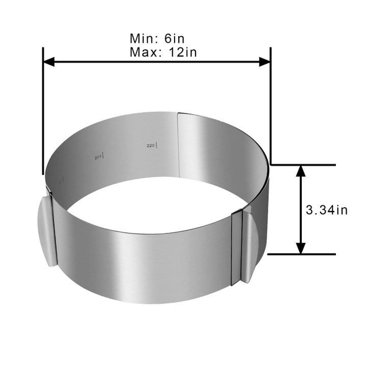 KINJOEK 612 Inch Cake Mold Ring Retractable Stainless Steel Adjustable Round Mousse Cake Ring Milk Bar Mold Cake DIY Bak