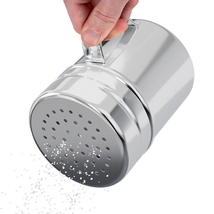 CUSINIUM 10oz Stainless Steel Salt Pepper Dredge Shaker With Plastic Cap With Handle
