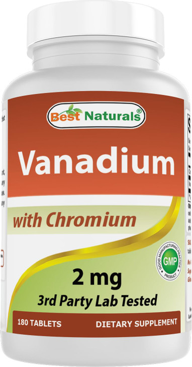 Best Naturals Vanadium 2 mg with Chromium Polynicotinate 200 mcg 180 Tablets