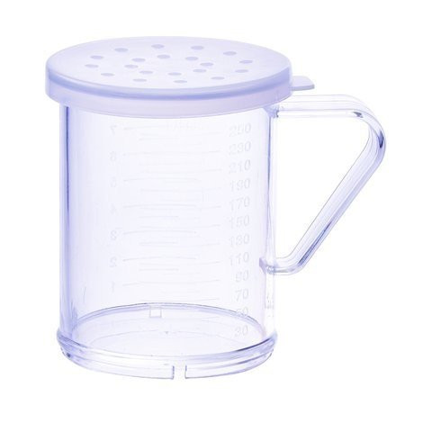 Winco PDG10CL 10 Oz Plastic Dredge with Clear Snapon Lid Seasoning Sugar Spice Pepper Shaker with Large Holes