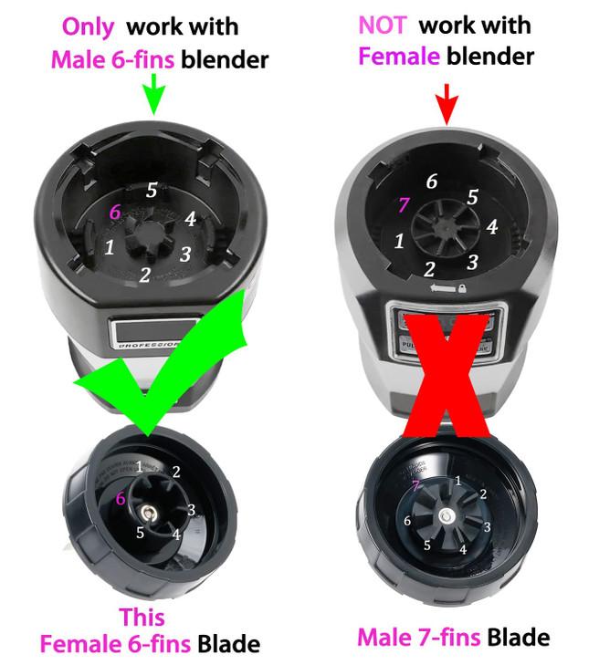 Upgrade Replacement 6Fins Female Blender Blade Parts Compatible with Ninja Auto iQ Blenders 4Inch Female Fins ONLY