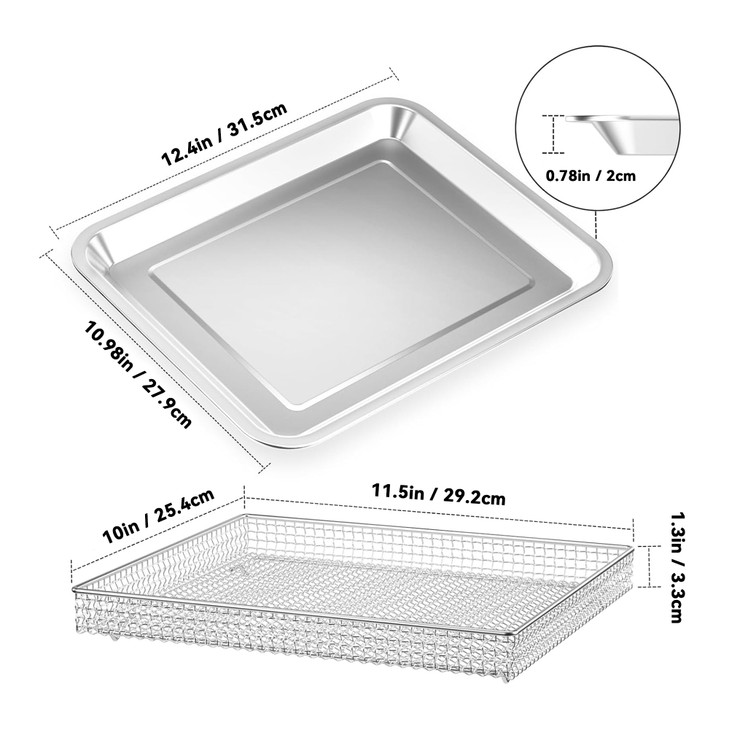 Stainless Steel Air Fryer Basket and TrayCompatible with Cuisinart Airfryer TOA060 and TOA065