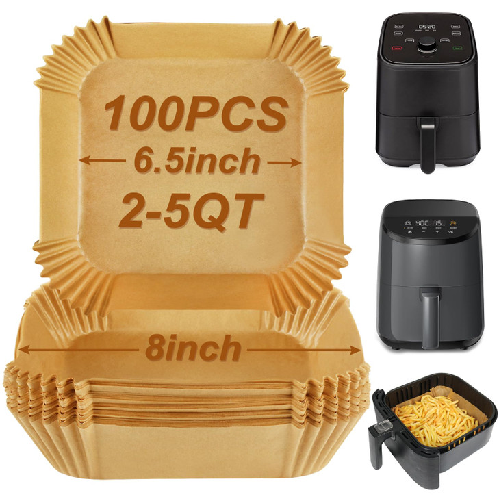 BYKITCHEN Small Air Fryer Disposable Paper Liners for 2 to 5QT Airfryer Mini Air Fryer Parchment Paper Liners Compatible