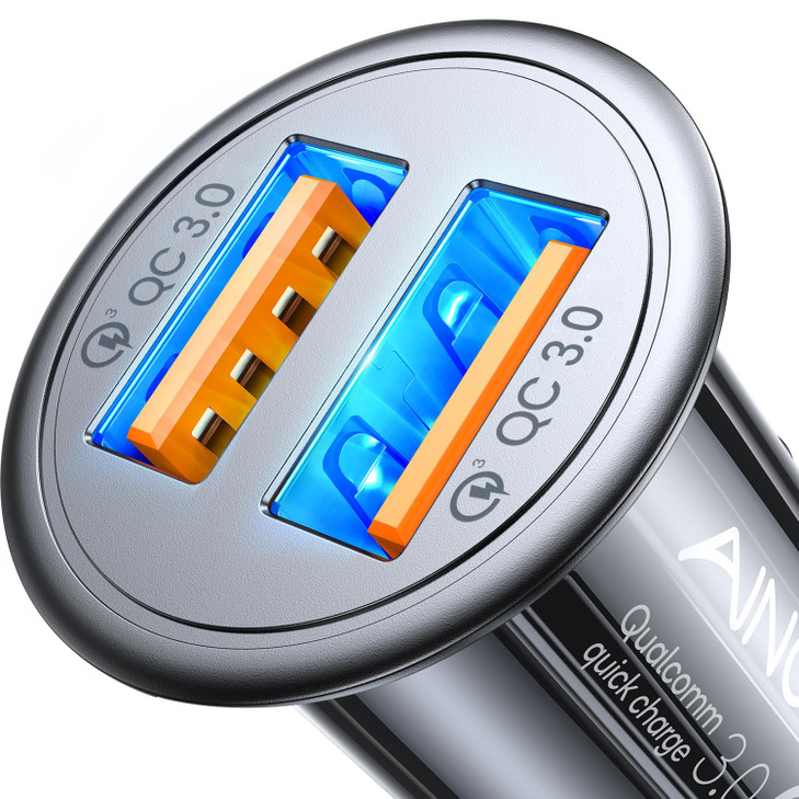 Super Fast Car Charger USB Fast Charge AINOPE Android Car Charger Adapter 45W All Metal Lighter USB Charger Quick Charge for iPhone 16/15/14/13/12/11