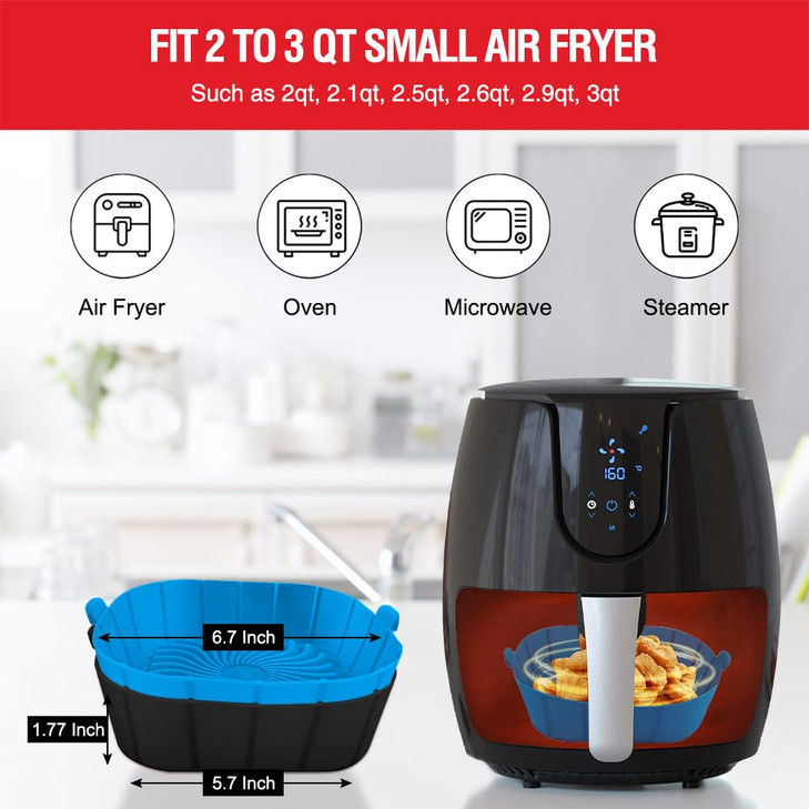 Air Fryer Silicone Liners for 2 to 3 QT Small Air Fryers NonStick Reusable Silicone Pot Basket Bowl Liner Baking Tray Ai