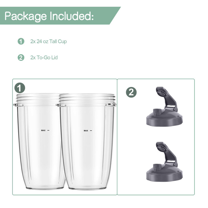 LVAINIT Blender Cups 24oz Cups with FlipTop ToGoLids Fit for NutriBullet Blender 600W Pro 900W NutriBullet Replacement P