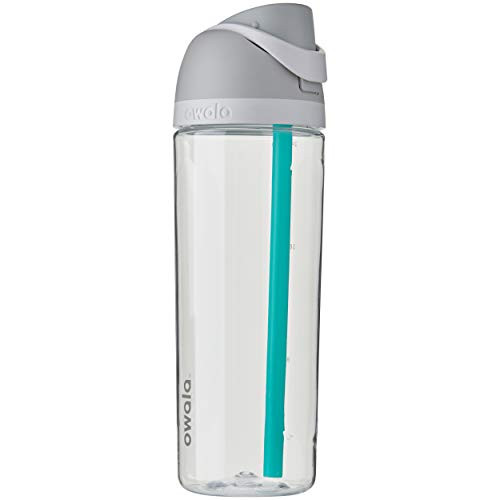Owala FreeSip Clear Tritan Plastic Water Bottle with Straw BPAFree Sports Water Bottle Great for Travel 25 Oz Shy Marshm