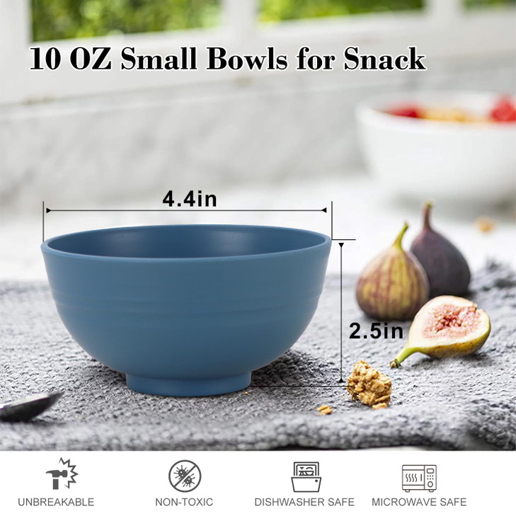 Wrova wheat straw small bowls 10oz set of 8 Unbreakable Dessert Bowls set for kids Mini Bowls for Ice CreamSnack and Fru