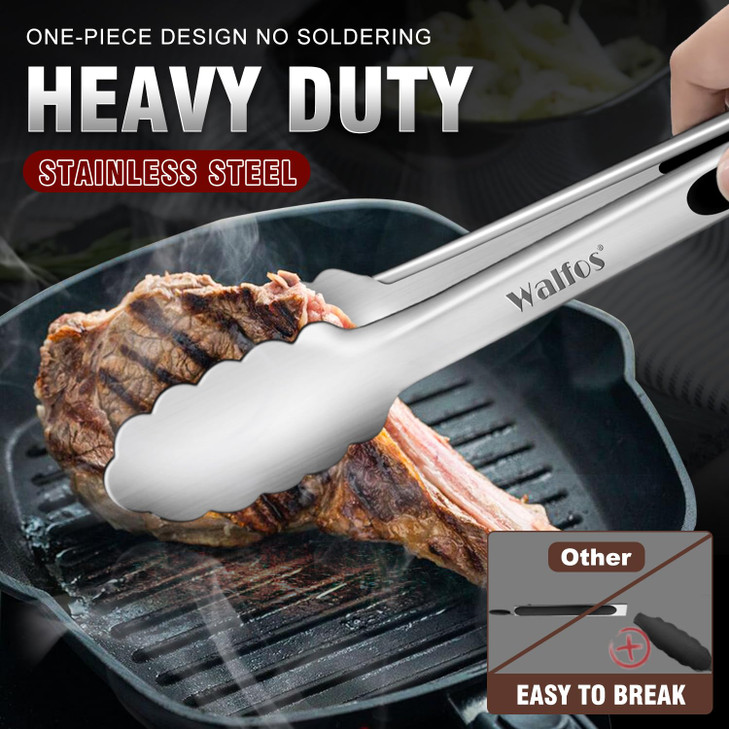 Food Grade Stainless Steel Kitchen Tongs for CookingBBQ 7 9 and 12 InchSet of 3 Heavy Duty Locking Metal Food Tongs NonS