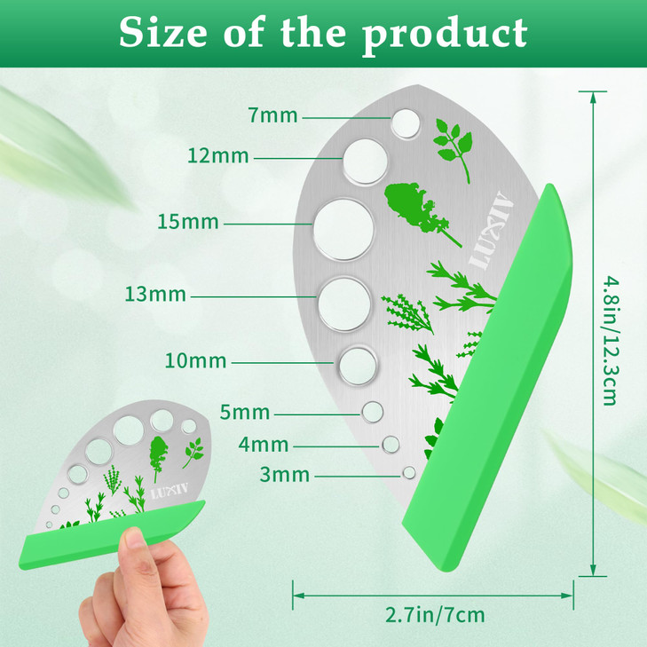 Herb Stripper 9 holes Luxiv Stainless Steel Kitchen Herb Stripping Tool Loose Leaf Kale Razor Metal Leaf Pealer for Kale