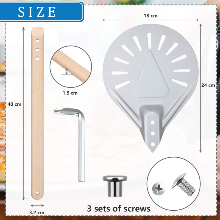 Pizza Turning Peel Perforated Pizza Turner Round Metal Aluminum Turning Peel Paddle with 16 Inch Antiscalding Nonslip Du