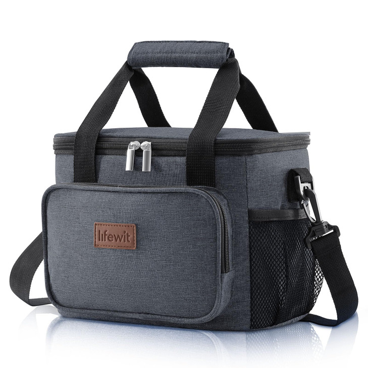 Lifewit Medium Lunch Bag Insulated Lunch Box Soft Cooler Cooling Tote for Adult Men Women Dark Gray 12Can 9L