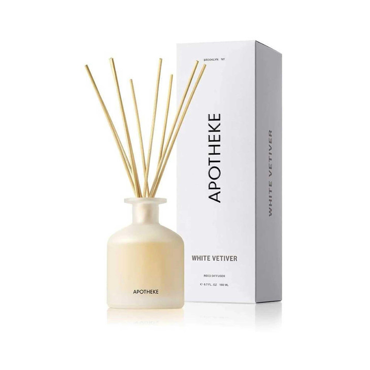 Apotheke Luxury Scented Reed Diffuser for Home White Vetiver 67 Fl Oz Essential Oil Aromatherapy 10 Rattan Scent Sticks