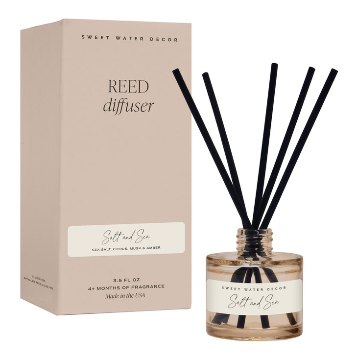 Sweet Water Decor Salt and Sea Reed Diffuser Room Decor Aesthetic with LongLasting Premium Fragrance of Sea Salt Citrus