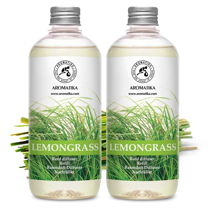 Lemongrass Diffuser Refill 34 Fl Oz 2x17 Fl Oz Fresh Long Lasting Fragrance Refill with Natural Essential Lemongrass Oil