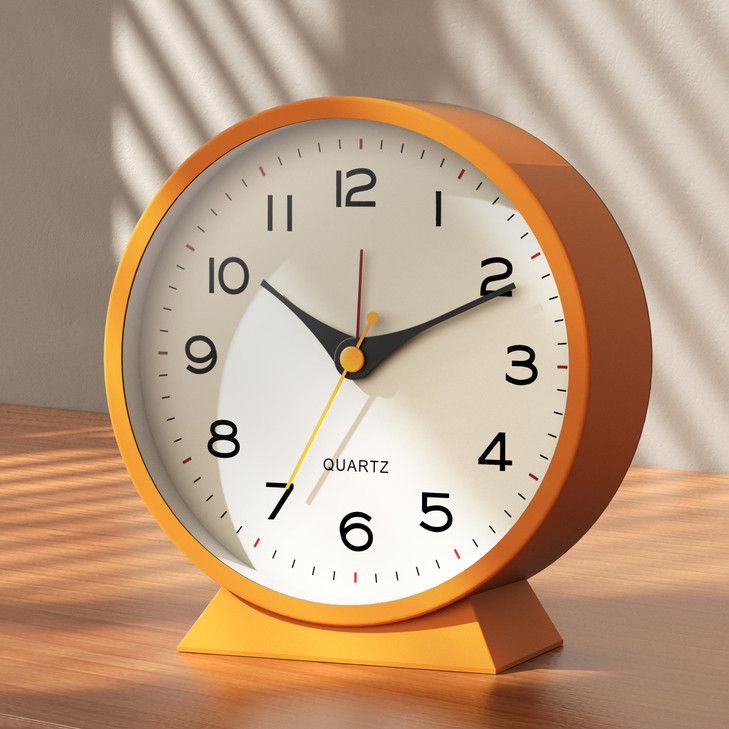 AYRELY 45 Analog Alarm ClockSmall Retro Desk Clock Battery OperatedSlient Metal Table Clock with Light for Living Room D