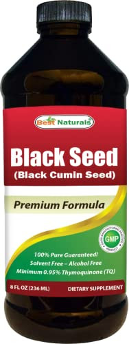Best Naturals Black Seed Oil - Minimum 0.95% Thymoquinone (TQ) - Cold Pressed Nigella Sativa Aids in Digestive Health, Immune Support, Brain Function