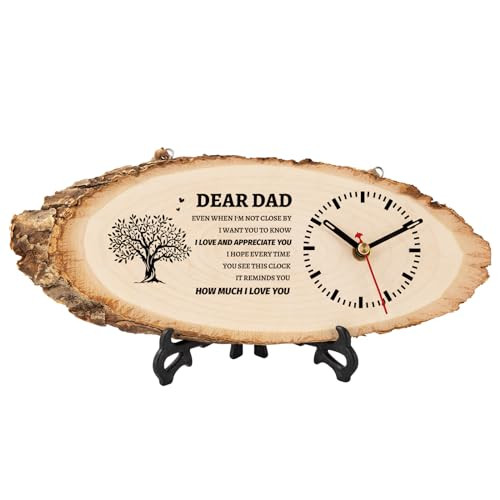BeauGift Dad Gifts Wooden Clock Gifts for Dad from Daughter Son Kids Daddy Birthday Valentines Gift Idea for Papa Father