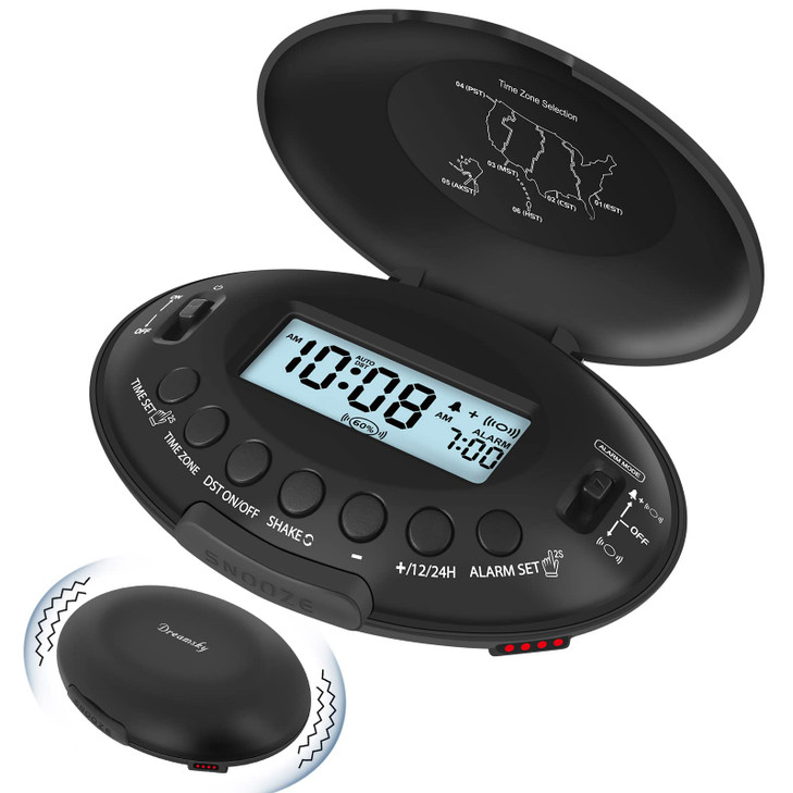 DreamSky Vibrating Alarm Clock for Heavy Sleepers Auto Set Bed Shaker Alarm Clock Under Pillow for Hearing Impaired Bedr