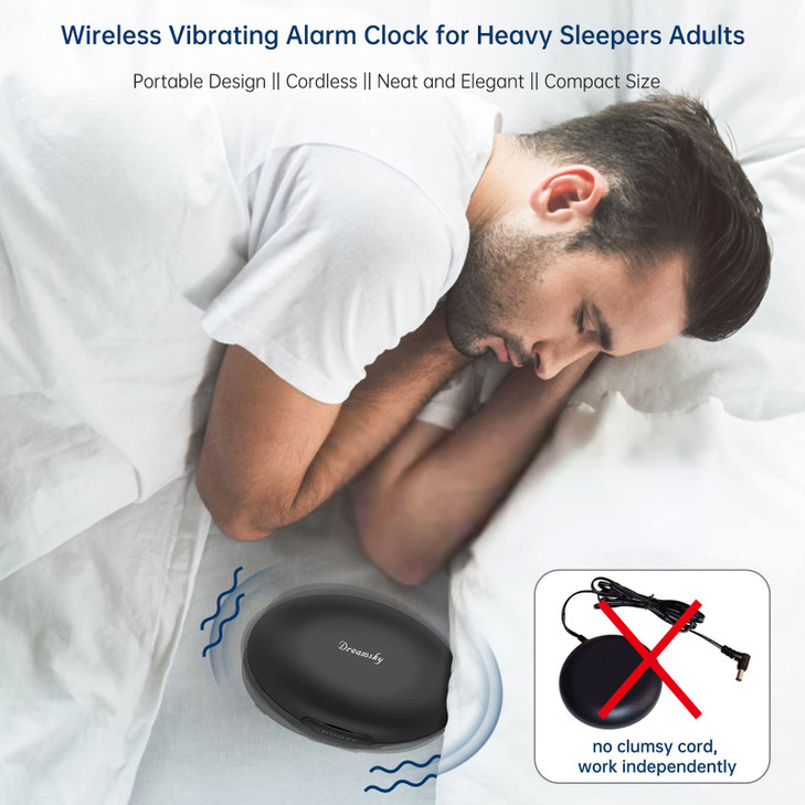 DreamSky Vibrating Alarm Clock for Heavy Sleepers Auto Set Bed Shaker Alarm Clock Under Pillow for Hearing Impaired Bedr