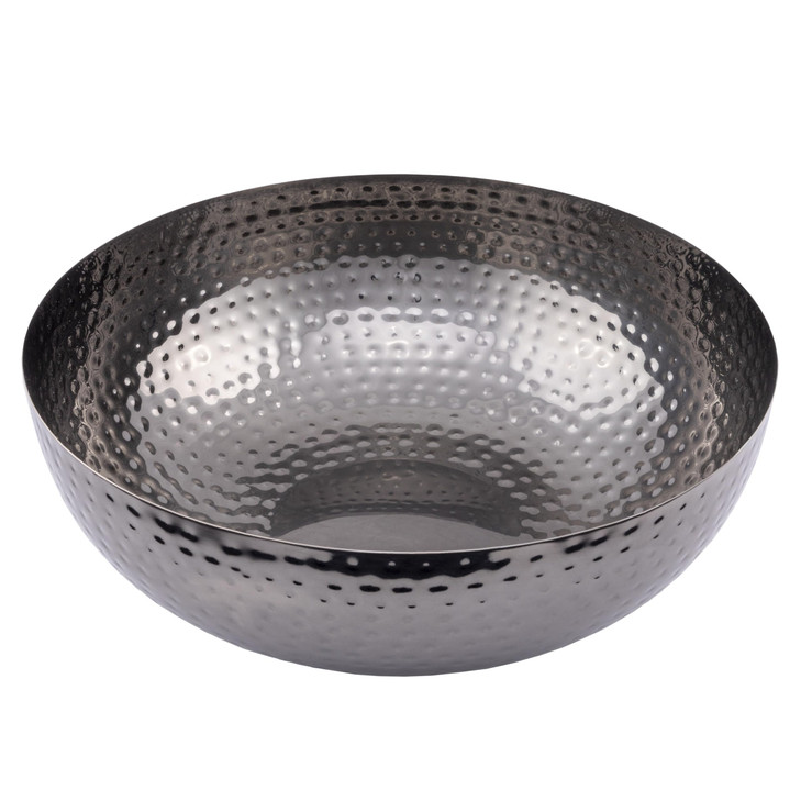 Round Hammered Metal Bowl Oxidized Silver