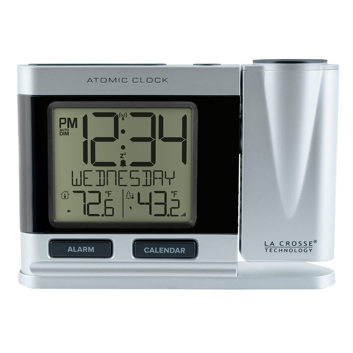 La Crosse Technology 61612667INT Silver Atomic Projection Alarm Clock with Temperature