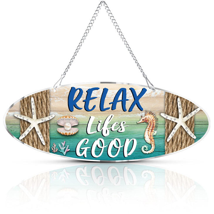 Hotop Beach Sign Decor Hanging Sea Decorations Starfish Wall Decoration Beach Plaque Door Wall Plaque Decor Sign with Se