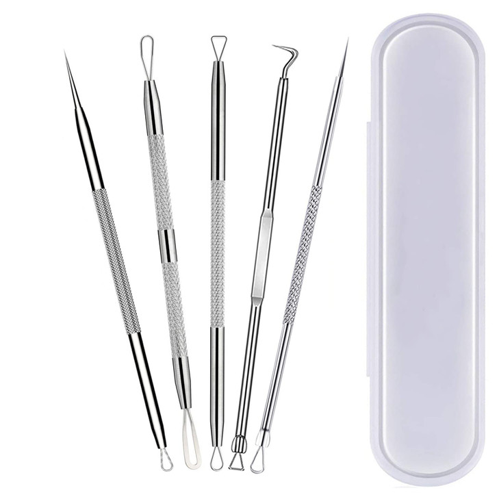 15 PCS Blackhead Remover Pimple Popper Tool Kit,Black Head Removal Extractor for Acne Comedone Whitehead Popping Zit Blemish Facial Skin Care Tools w
