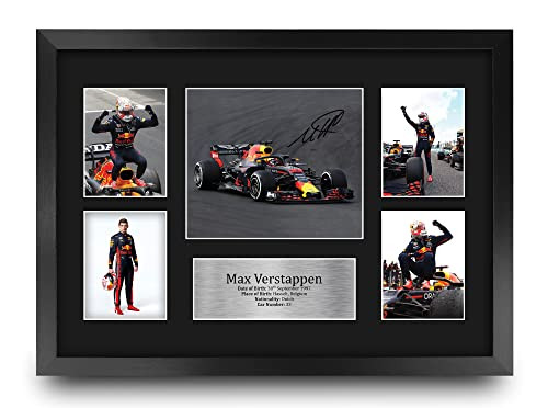 HWC Trading Max Verstappen 16 x 12 inch A3 Printed Gifts Signed Autograph Presentation Display for F1 Formula 1 Racing F