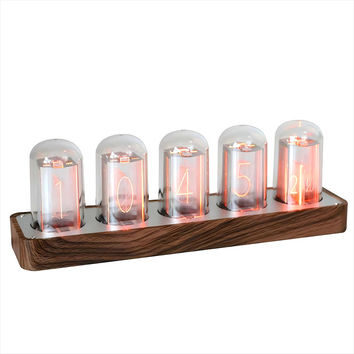 ClocTeck Nixie Tube Clock with WiFi SYNC Alarm Timer 1224H Display No Assembly Required A Retro Gift for Friends Wood Gr