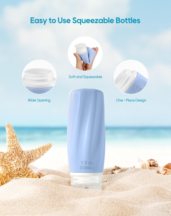 Morfone Travel Bottles for Toiletries, 3oz TSA Approved Travel Size Containers Leak Proof Squeezable Travel Accessories Refillable for Shampoo Condit