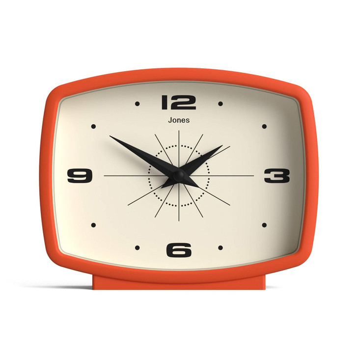 JONES CLOCKS Film Desk Clock Retro Rectangular Design Orange Retro Design Blending mid Century Style with a Punchy Moder