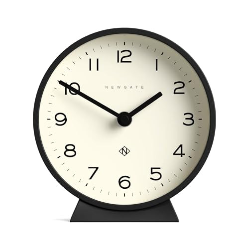 NEWGATE M Mantel Echo Desk Clock Modern Round Design Black Easy to Read Numbers Contemporary Style for Desk Table Shelf