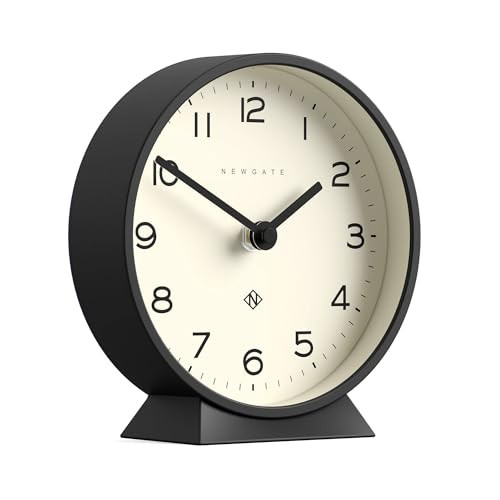 NEWGATE M Mantel Echo Desk Clock Modern Round Design Black Easy to Read Numbers Contemporary Style for Desk Table Shelf