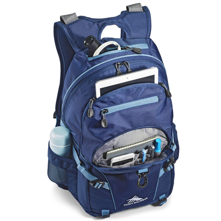 High Sierra Loop Backpack Travel or Work Bookbag with tablet sleeve One Size True NavyGraphite Blue