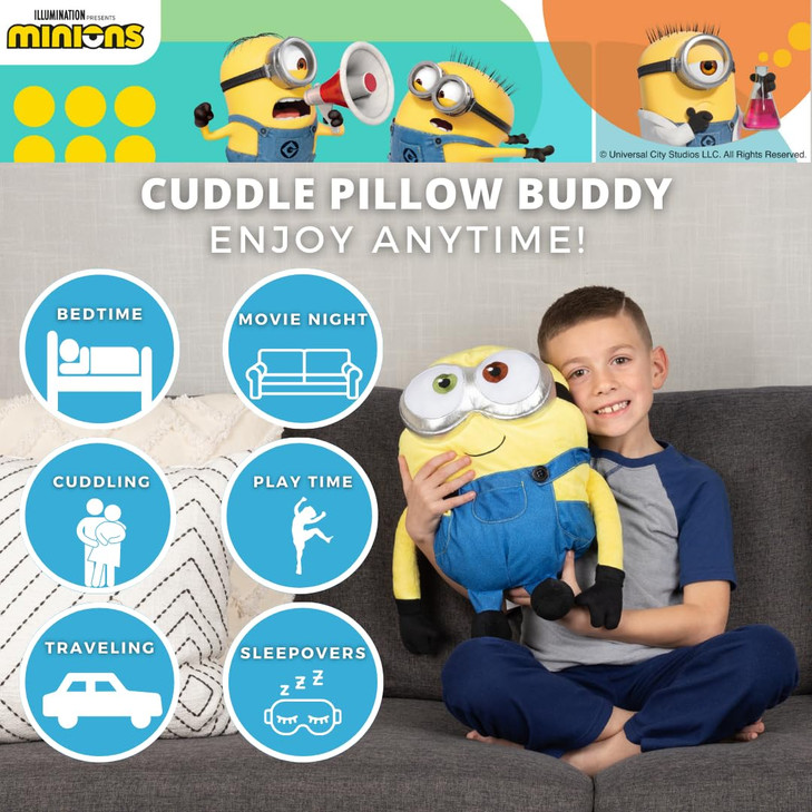 Minions The Rise of Gru Bedding Super Soft Plush Bob Cuddle Pillow Buddy Official Minions Product by Franco