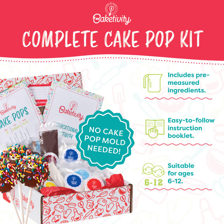 Cake Pop Kit by Baketivity No Mold or Maker Needed Cake Pop Stand and Baking Kit Arts and Crafts for Kids Baking Sets Ko