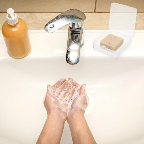 2Pcs Clear Plastic Soap Case Bar Soap Travel Container Leak Proof Square Soap Holder Case Portable Travel Soap Dish for