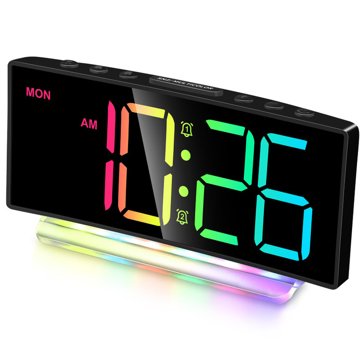 Cadmos Extra Loud Alarm Clock for Heavy Sleepers AdultsTeensKidsRainbow Clock for BedroomsSmall Bedside Digital Clock wi