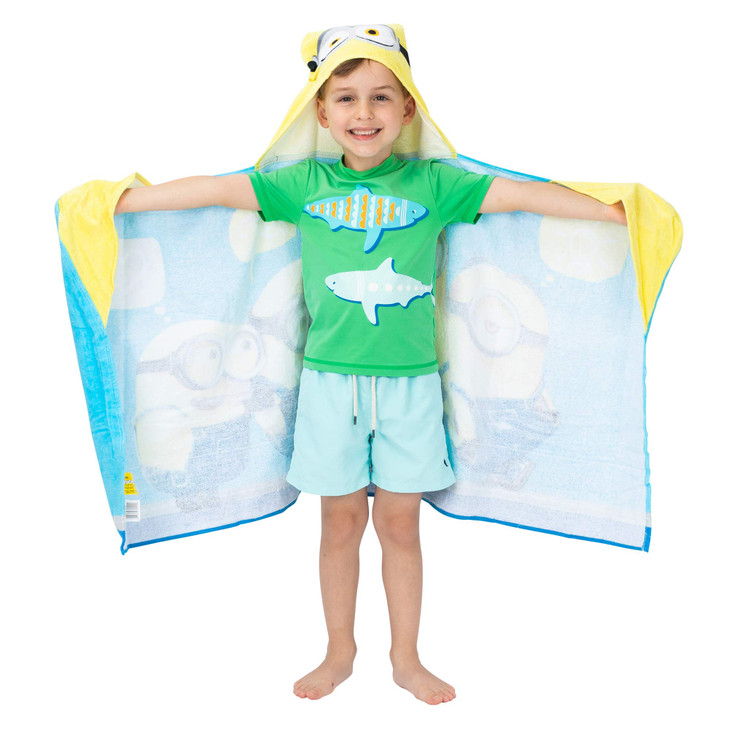 Despicable Me Minions BathPoolBeach Soft Cotton Terry Hooded Towel Wrap 24 x 50 By Franco Kids