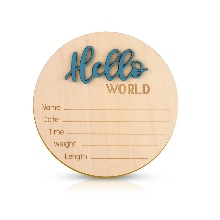 Baby Announcement Sign 59 Inch Wooden Hello World Newborn Welcome Sign Birth Baby Name Plaques for Photo Props Baby Show