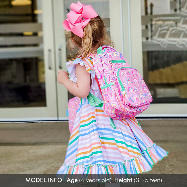 mibasies Toddler Backpack for Girls 24 Cute Kids Backpacks for Girls Preschool Kindergarten Backpack Rainbow Pink