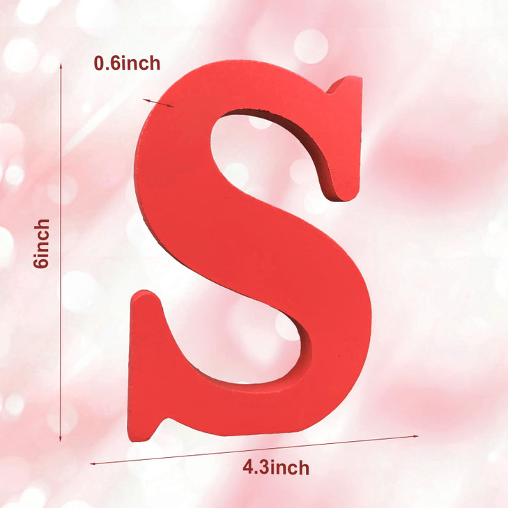 AOCEAN 6 Inch Red Wood Letters Unfinished Wood Letters for Wall Decor Decorative Standing Letters Slices Sign Board Deco