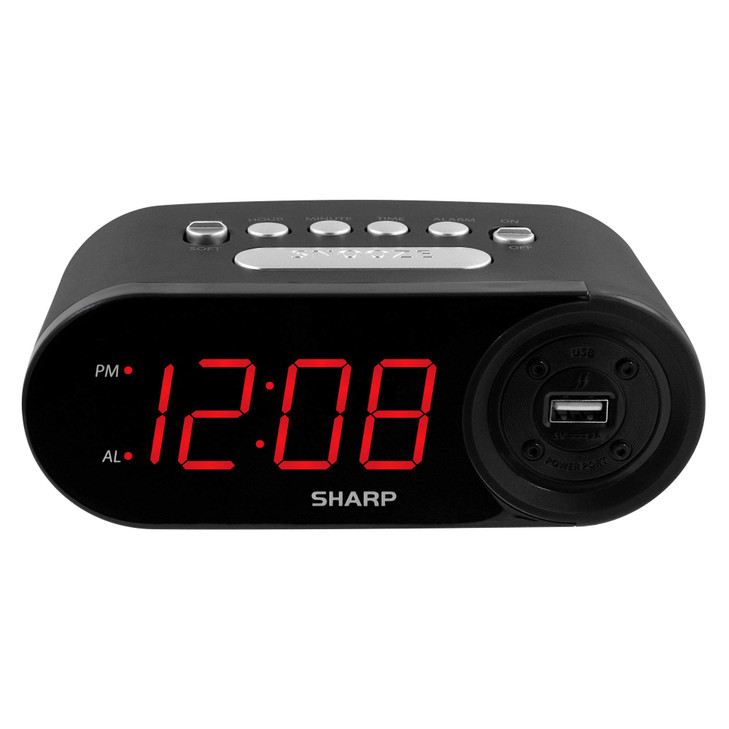 Sharp Digital Easy to Read Alarm Clock with 2 AMP HighSpeed USB Charging Power Port Charge Your Phone Tablet with a high