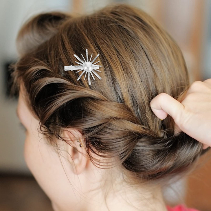 Lurrose Christmas Hair Clips 5pcs Christmas Snowflake Hair Clips Rhinestone Snowflake Hairpins Winter Xmas Hair Barrettes for Wedding Bridal Hair Acc