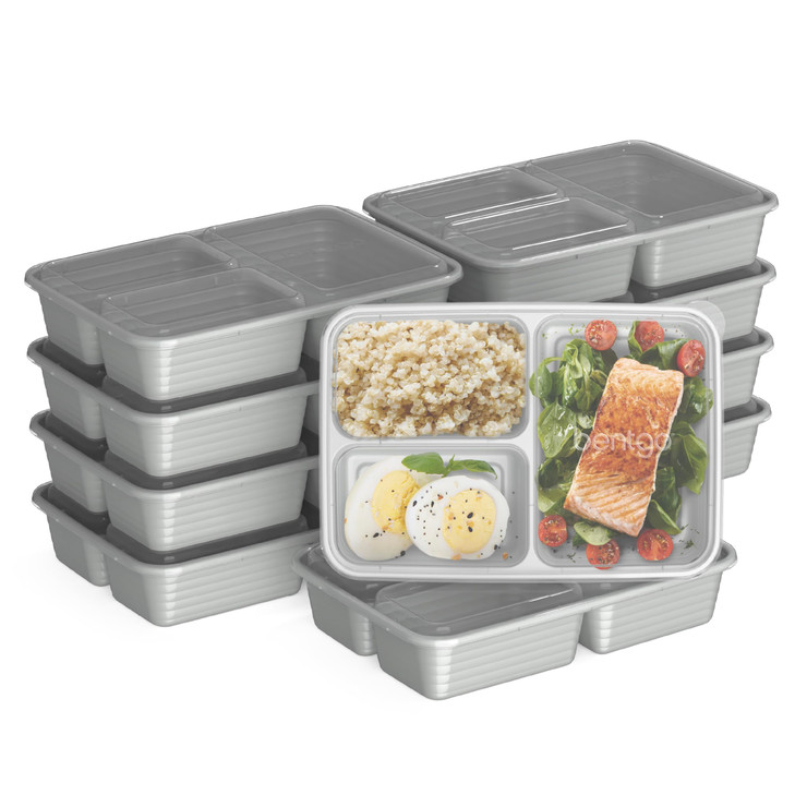 Bentgo Prep 20Piece 3Compartment Reusable Meal Prep Containers with Lids PFAS BPA Free Materials Durable Microwave Freez