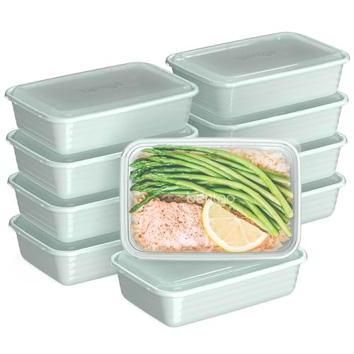 Bentgo Prep 20Piece 1Compartment Reusable Meal Prep Containers with Lids PFAS BPA Free Materials Durable Microwave Freez