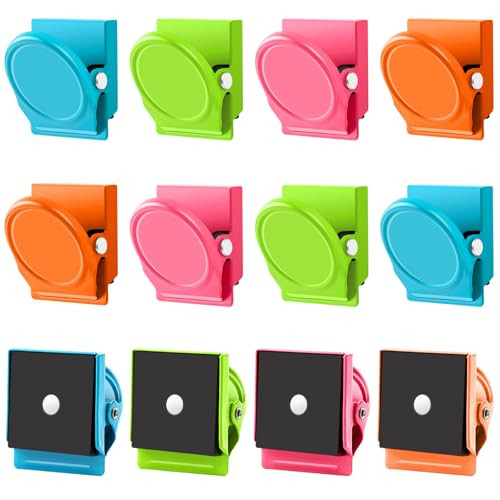 Grtard 12 Pack Magnetic Clip 18Inch Colorful Refrigerator Clip Magnets Clip with Magnet Heavy Duty Refrigerator Magnets