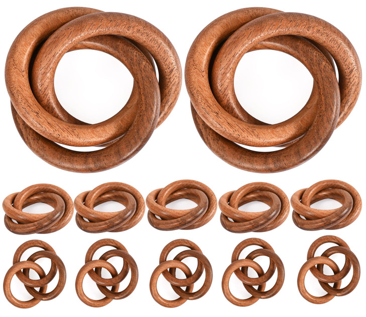 ALPHA Living HOME Set of 12 Decorative Wooden Napkin Rings Handcrafted Three Ring Napkin Holder for Tabletop Decor for E