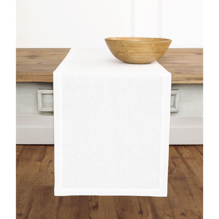 Solino Home Linen White Table Runner 48 Inches 100 Pure Linen Small Table Runner 14 x 48 Inch Ideal for Dresser and Coff
